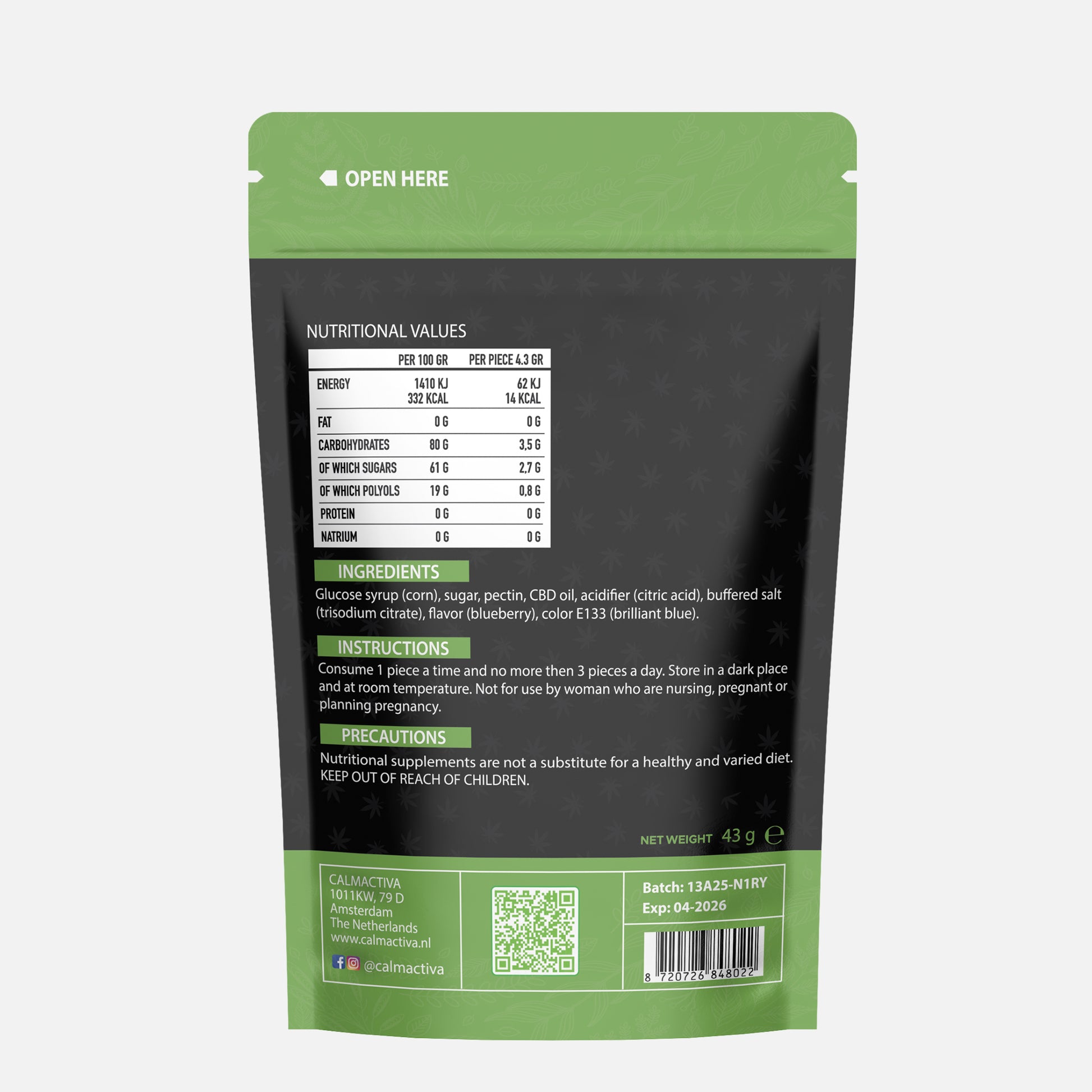 Calmactiva Vegan CBD Gummies 10p Full Spectrum - CalmActiva