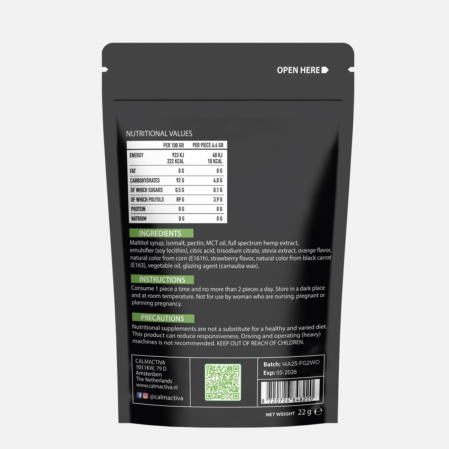 Calmactiva  Hennep+ Gummies Strawberry & Orange  5 p 15 mg - CalmActiva