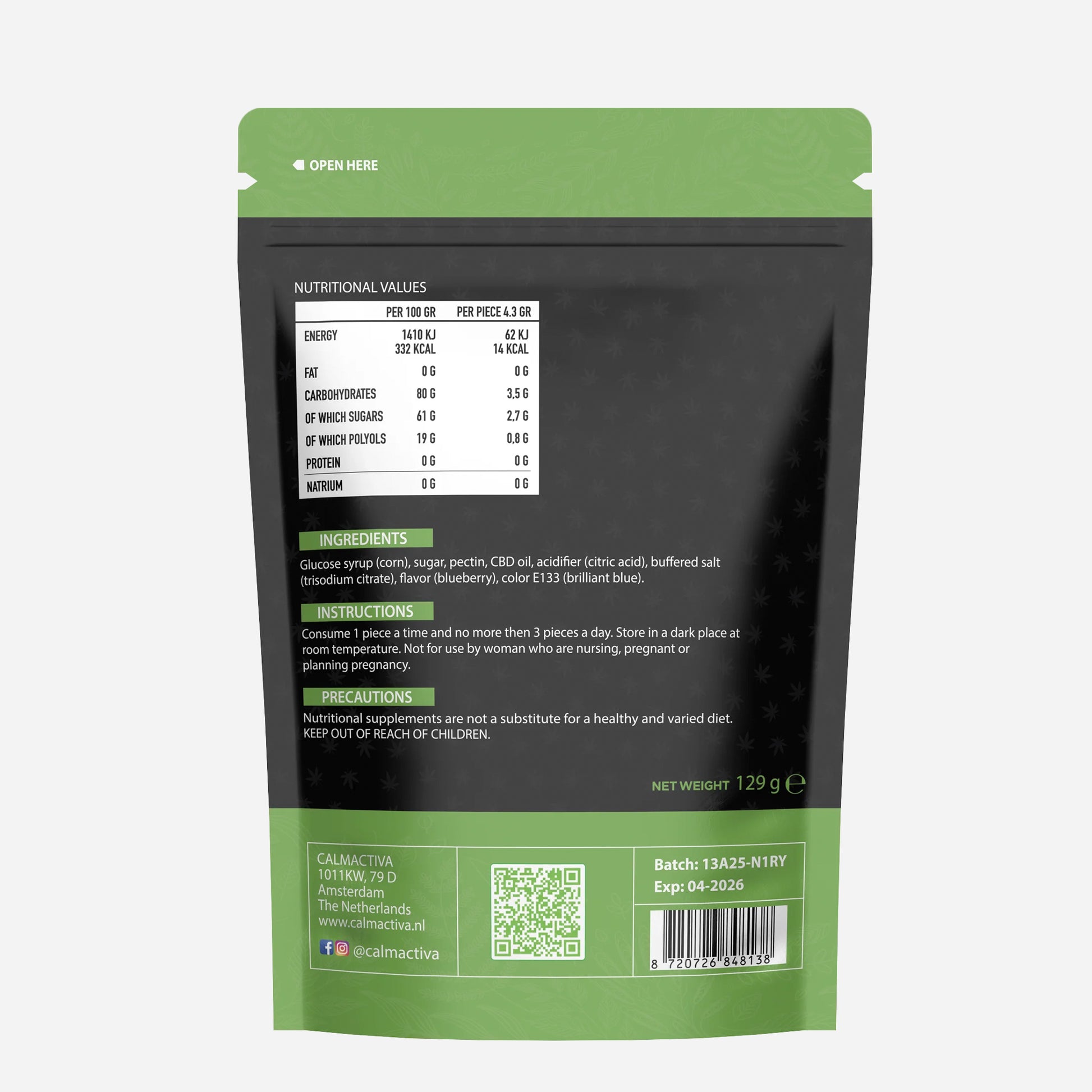 Calmactiva Vegan CBD Gummies 30 p Full Spectrum - CalmActiva
