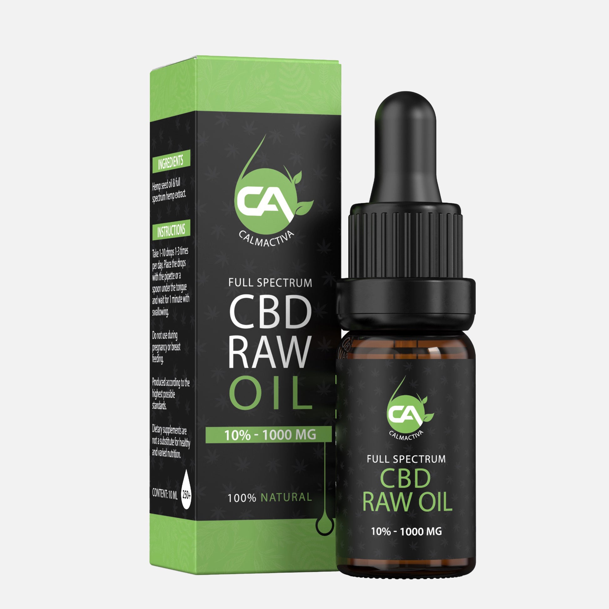 Calmactiva CBD-olie RAW 10% (1000 mg) – 10 ml - CalmActiva